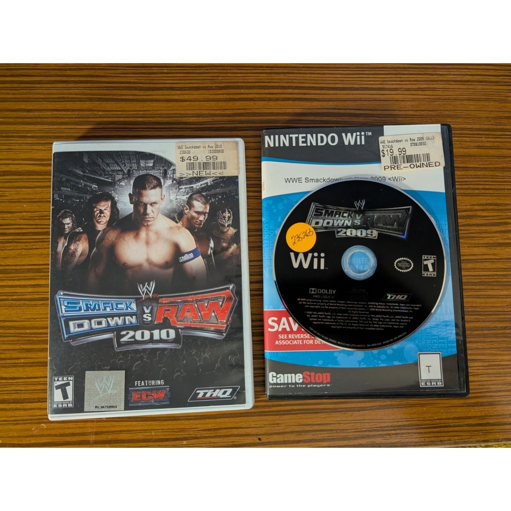WWE‎ Smack Down vs. Raw 2010 & 2009 Set Of 2 Discs (Nintendo Wii)
